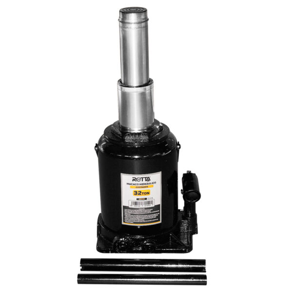 Macaco Hidráulico Manual Tipo Garrafa 2 Estágios 32 Toneladas Com Fuso de Aproximação