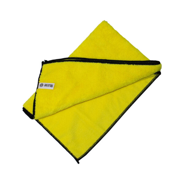 Toalha De Microfibra Amarela Com Bordas Pretas 60x40 Cm 78g