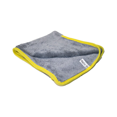 Toalha De Microfibra Cinza Com Bordas Amarelas 60x90 Cm 275g - Imagem 5