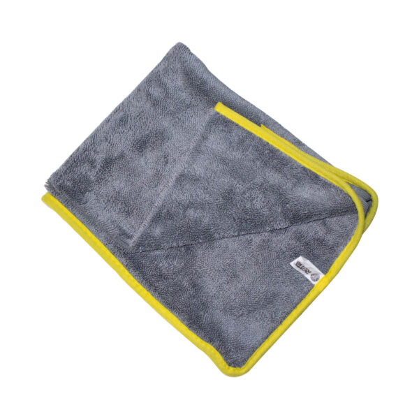 Toalha De Microfibra Cinza Com Bordas Amarelas 60x90 Cm 275g