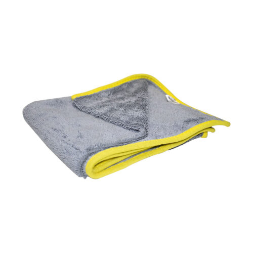 Toalha De Microfibra Cinza Com Bordas Amarelas 60x90 Cm 275g - Imagem 3