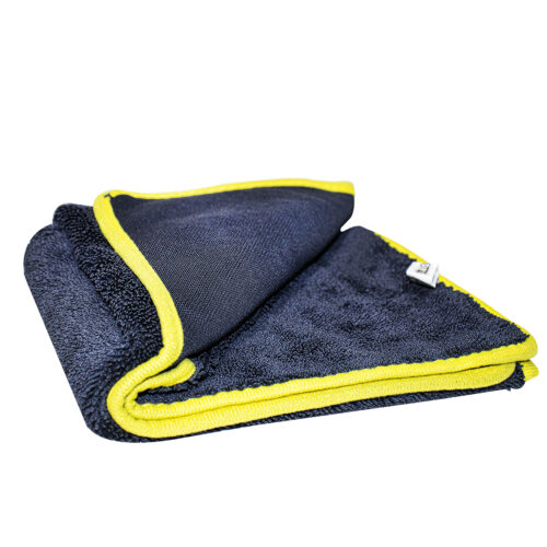 Toalha De Microfibra Preto Com Bordas Amarelas 80x50 Cm 200g - Imagem 2