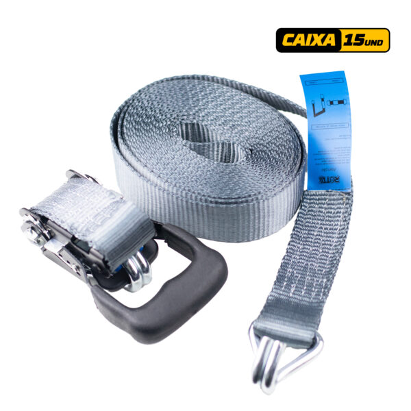 Catraca Náutica Com Cinta 35mm Para Fixação De Cargas 6m X 1500kg