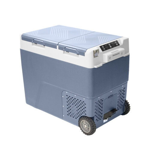 Geladeira portatil duas portas b60 para caminhao 60 litros bivolt 12v/24v com rodas