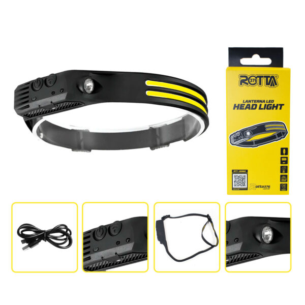 Lanterna de Cabeça Led Recarregavel Fita Ajustavel Cob