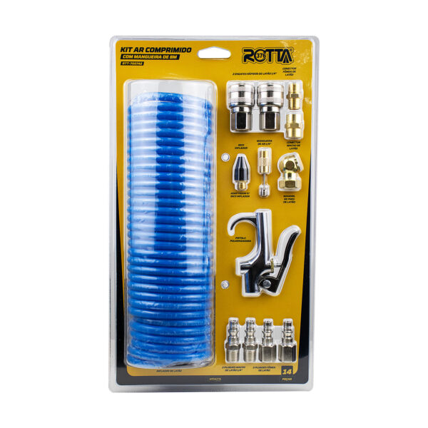 Kit Para Ar Comprimido 14Pcs Com Mangueira De 8M
