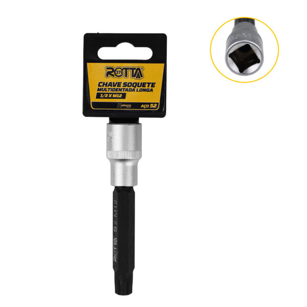 Chave Soquete Multidentada Longa 1/2 X M12