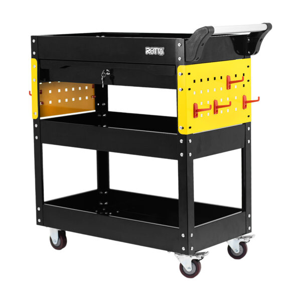 Carrinho Para Oficina Com 3 Reparticoes e Gaveta Com Painel