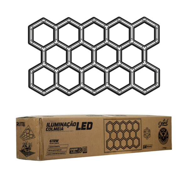 Luminaria Colmeia Hexagonal Em Led C/ 14 Celulas - 4840 x 2430mm - 80.640 LUMENS