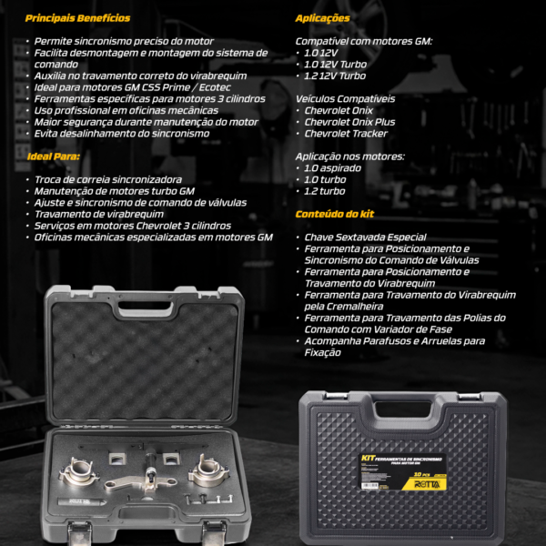 Kit Com 10 Pcs De Ferramentas De Sincronismo Para Motor Gm