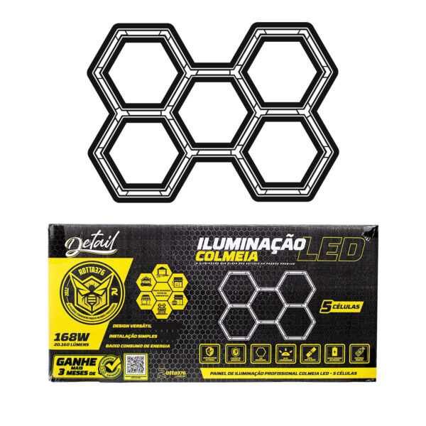 Luminaria Colmeia Hexagonal Em Led C/ 5 CELULAS - 2347 x 1641mm - 20.160 Lumens