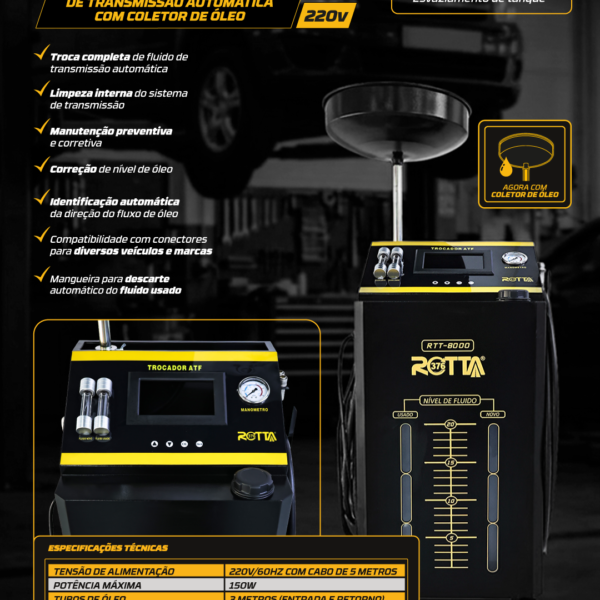 Maquina Para Troca De Óleo Da Transmissão Automatica Com Coletor De Óleo 220v