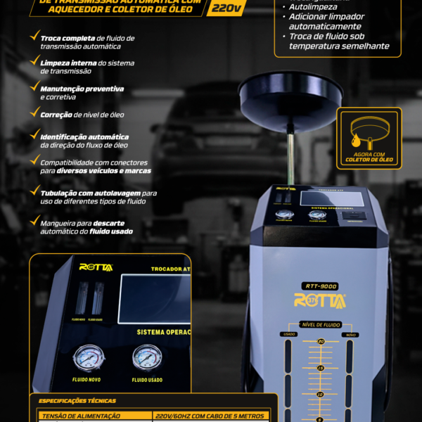 Maquina Para Troca De Óleo Da Transmissão Automatica Com Aquecedor E Coletor De Óleo 220v
