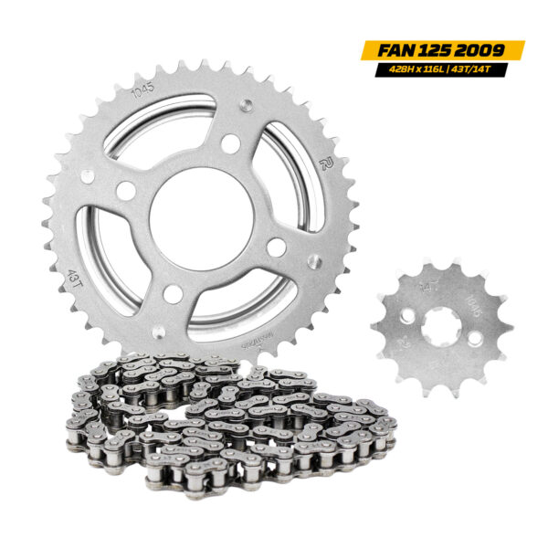 Kit Relação De Moto Fan 125 2009 - 428Hx116L, 43/14