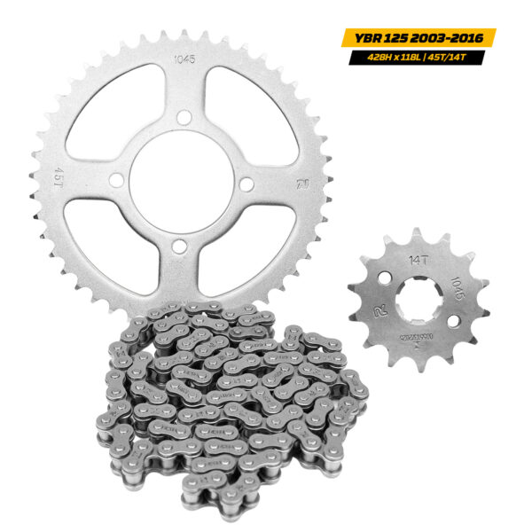 Kit Relação De Moto YBR 125 2003-2016 - 428Hx118L, 45T/14T