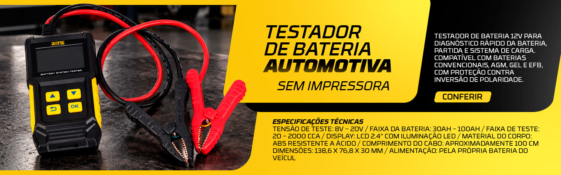 Banner Testador de bateria automotiva